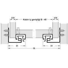 Hafele Gizli Ray Matrix Um A30, Tam Açılım Bas Aç 350mm