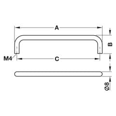 Hafele RYAN III Mat Krom Çelik Yuvarlak Mobilya Kulp (128 mm)