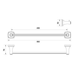 Hafele Uzun Havluluk Martin Duvara Monte 450mm Parlak Krom Renk