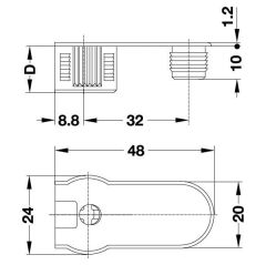 Hafele Rafix20 Gövde 16mm (100 Adet), Nikel Kaplama