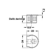 Hafele Rafix20 Gövde 16mm (100 Adet), Nikel