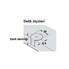 Hafele Rafix20 Gövde 16mm (100 Adet), Nikel