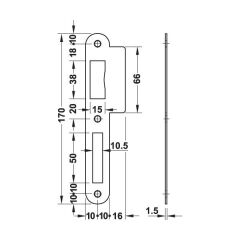 Hafele Gömme (Metal Dilli) Kilit H55.09 WC 55/20mm Parlak Pirinç Renk