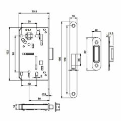 Hafele Manyetik Kilit Oda Tipi (CB) 50/18mm Parlak Altın