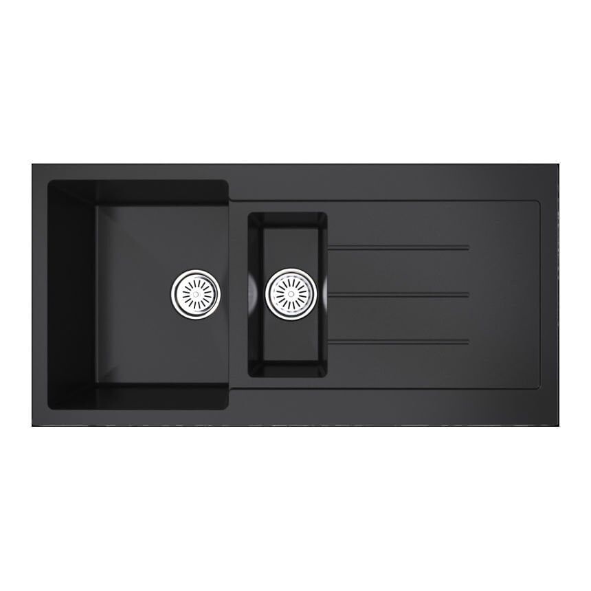 Vantole Bodrum-04 Granit Eviye 1,5 Göz Damlalıklı Siyah