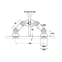 Hafele Cam T Bağlantı Elemanı Mat Paslanmaz Çelik