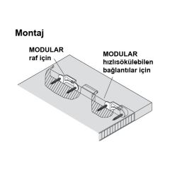 Hafele Modular Raf Bağlantısı 58x13mm (100 Adet)