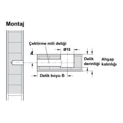 Hafele Minifix Faturasız Gövde 15/18mm Nikel Renk (2000 Adet)