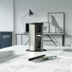 Hafele Priz Step 2 1 Priz/Ups/Cat6/HDMI Mat Krom Renk