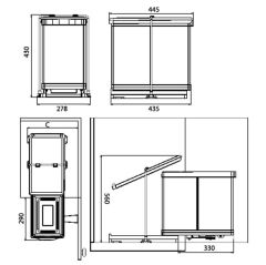 Hafele Clever D Çöp Kutusu P. Çel, 14+14l, 35cm