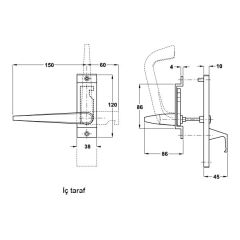 Hafele Engelsiz Kol Kilit Seti, WC, Paslanmaz Çelik Renk