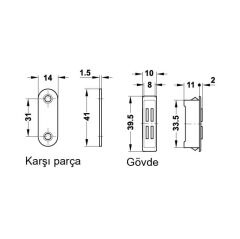 Hafele Mıknatıs 3,5kg 11x10x39,5mm, Beyaz Renk